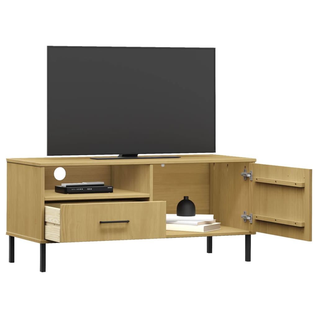 vidaXL Szafka pod TV OSLO, metalowe nóżki, brązowa, sosnowa