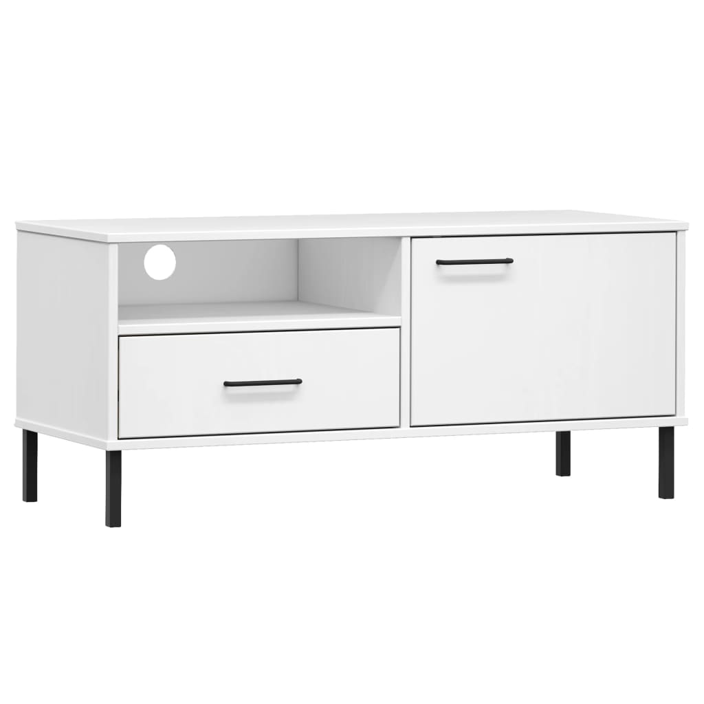 vidaXL Szafka pod TV OSLO, metalowe nóżki, biała, sosnowa