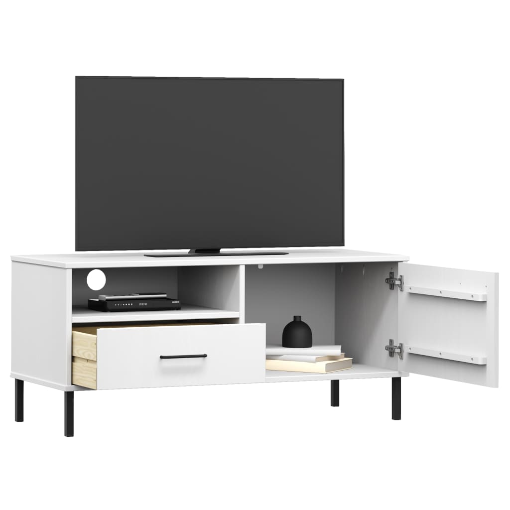 vidaXL Szafka pod TV OSLO, metalowe nóżki, biała, sosnowa