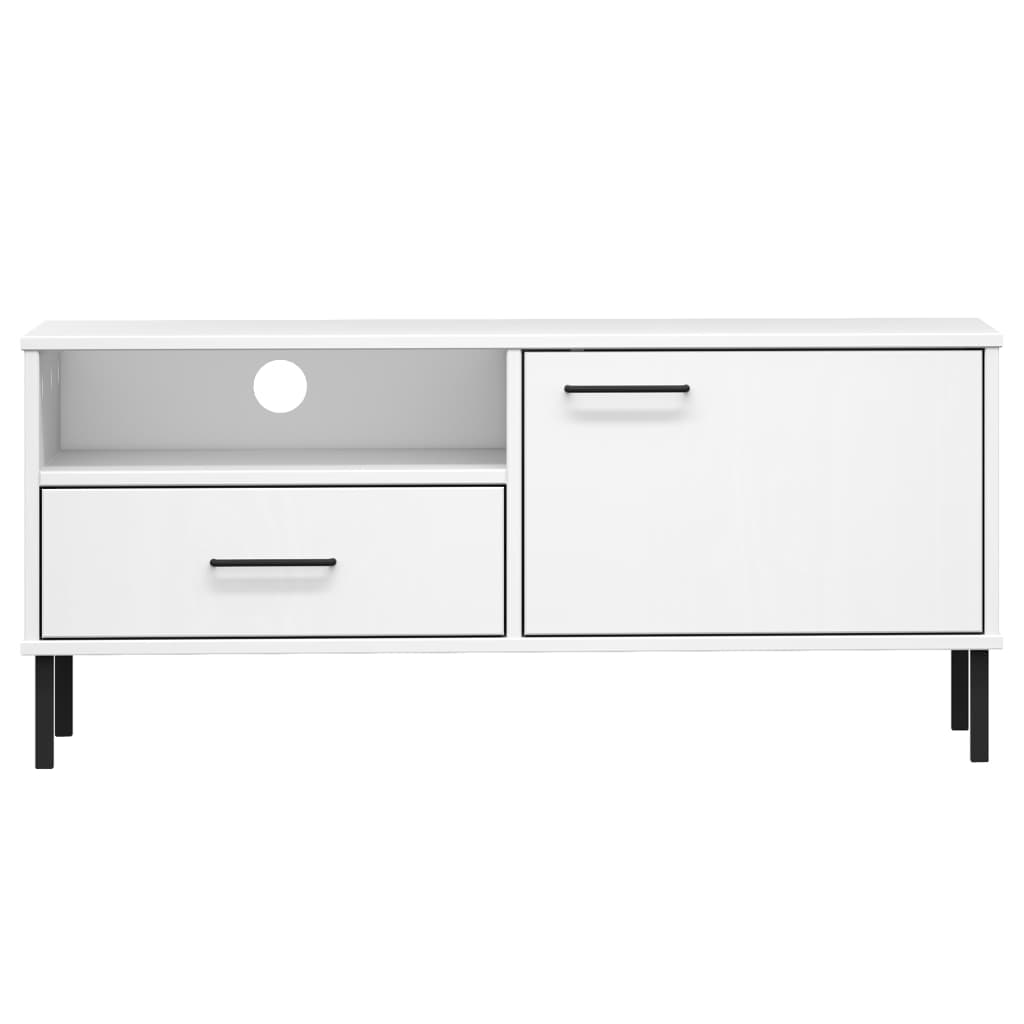 vidaXL Szafka pod TV OSLO, metalowe nóżki, biała, sosnowa