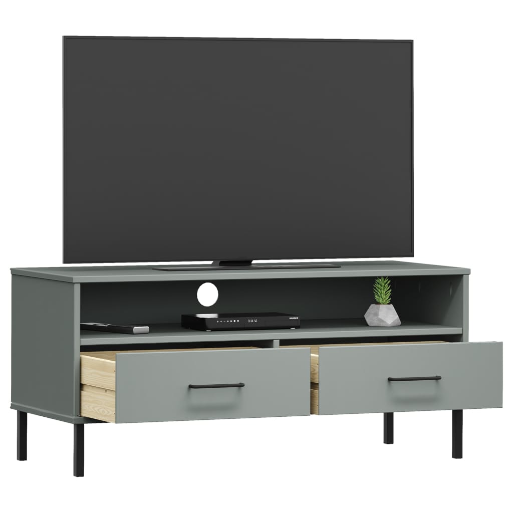 vidaXL Szafka pod TV OSLO, metalowe nóżki, szara, sosnowa