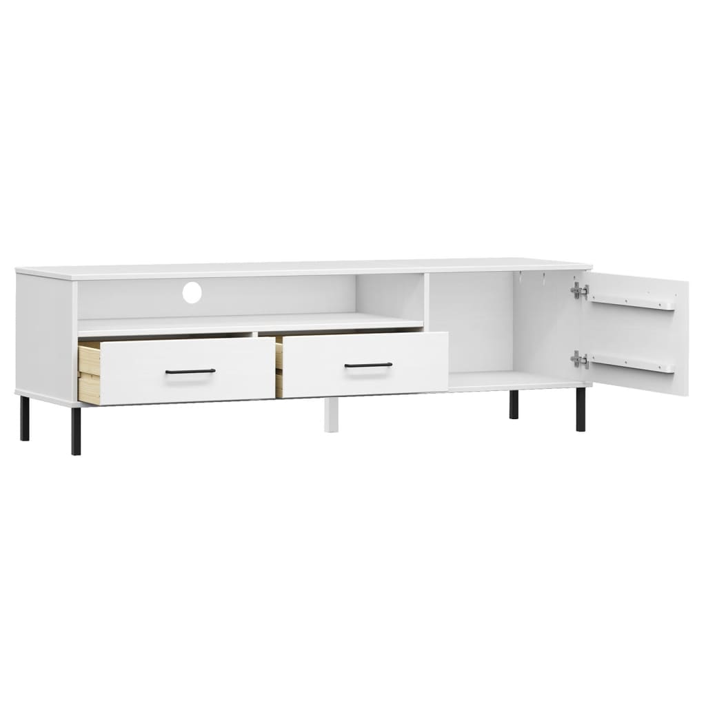 vidaXL Szafka pod TV OSLO, metalowe nóżki, biała, sosnowa
