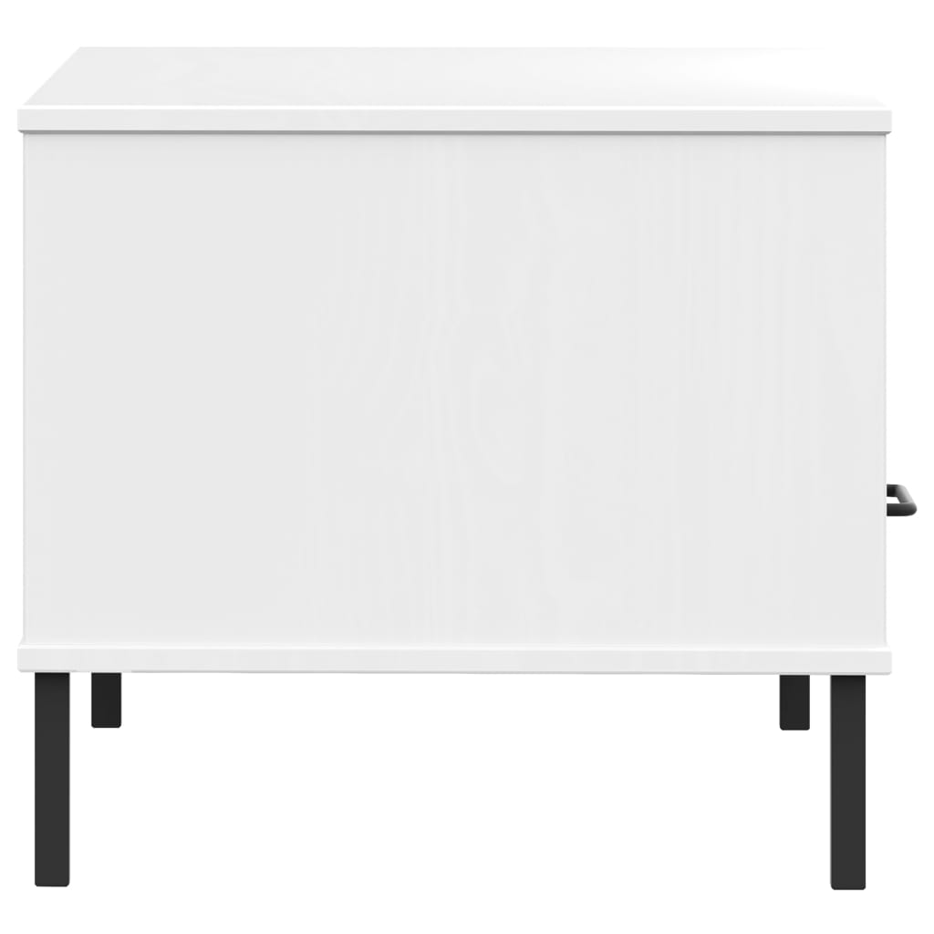 vidaXL Stolik kawowy OSLO, metalowe nóżki, biały, 85x50x45 cm, drewno