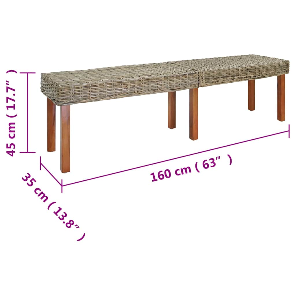 vidaXL ławka Naturalny 160 x 35 x 45 cm Drewno z mango