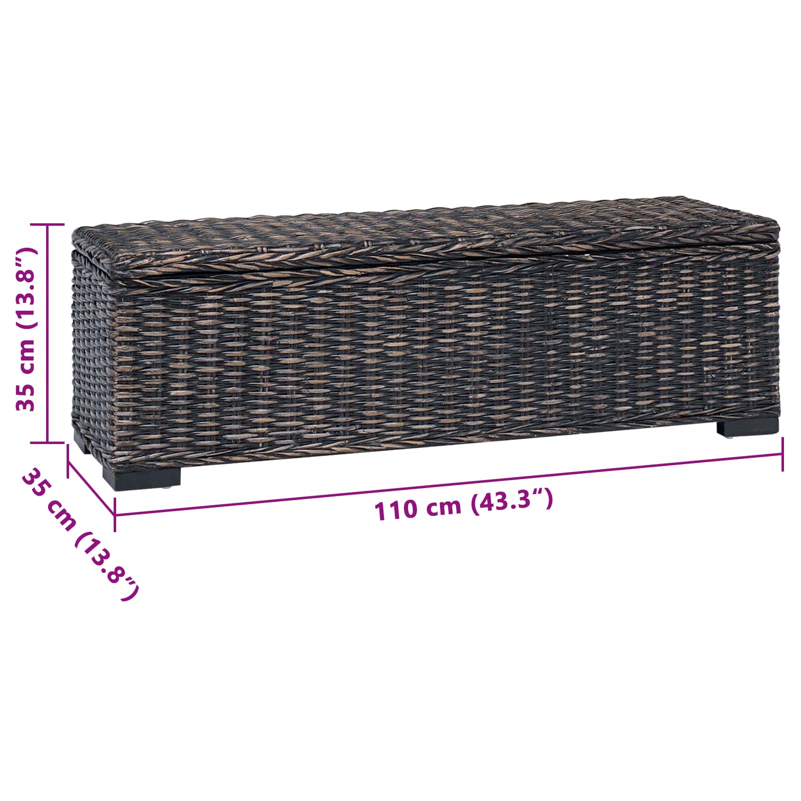 vidaXL Skrzynia do przechowywania Czarny 110 x 35 x 45 cm
