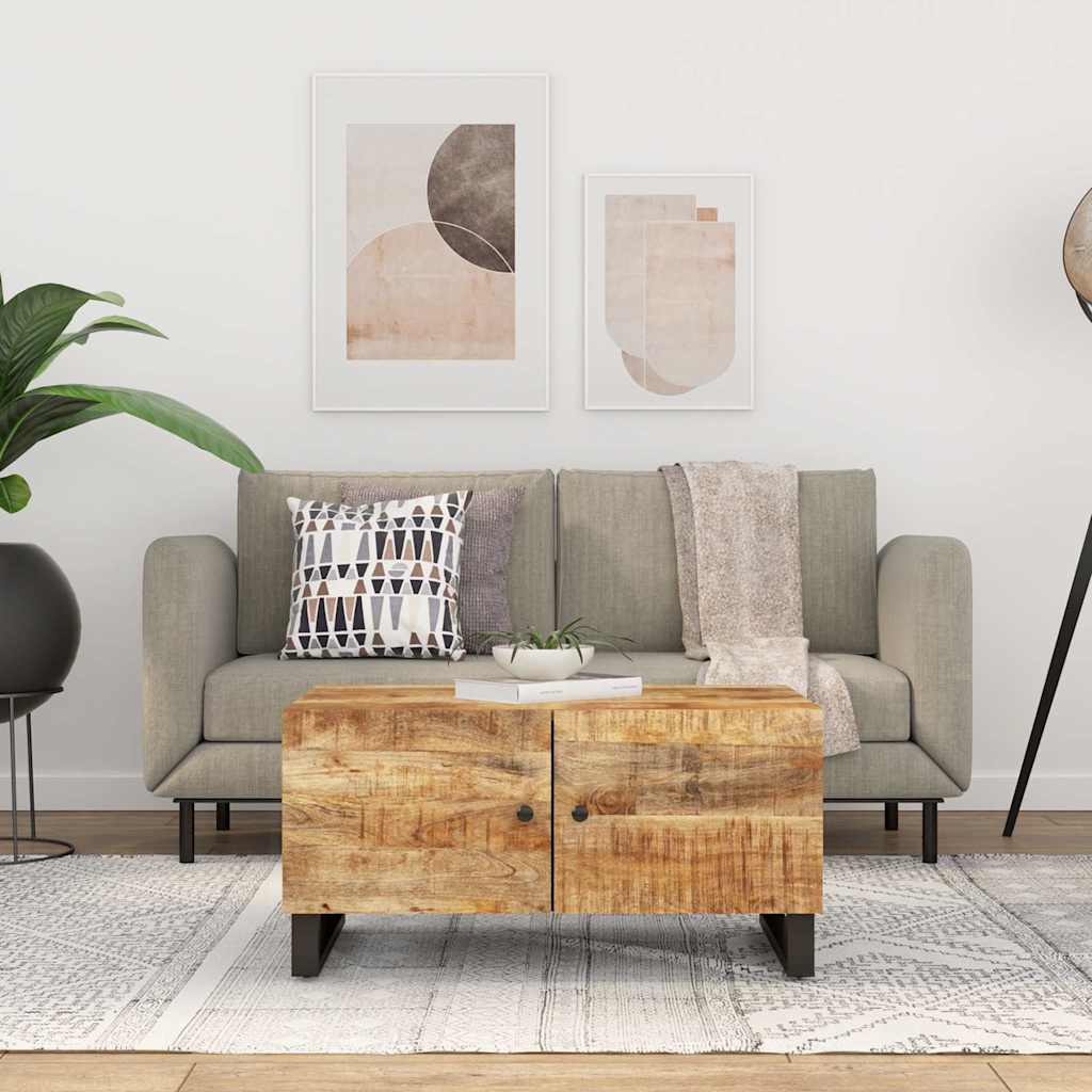 vidaXL Stolik kawowy, 80x50x40 cm, lite drewno mango i płyta