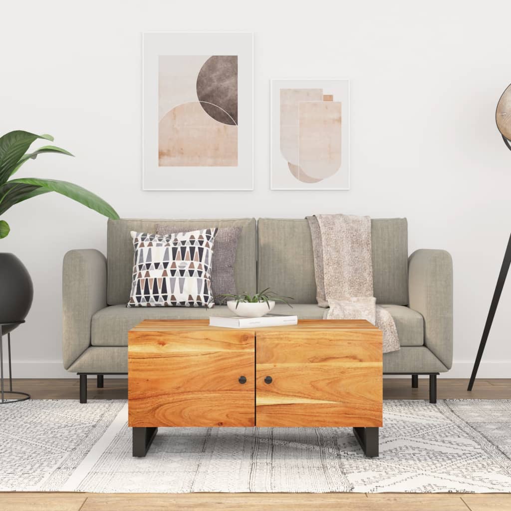 vidaXL Stolik kawowy, 80x50x40 cm, lite drewno akacjowe i płyta