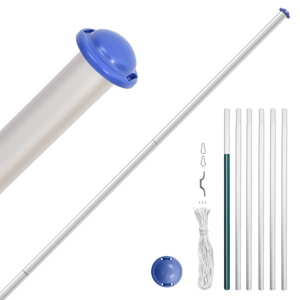 vidaXL Segmentowy maszt flagowy, srebrny, 6,08 m, aluminium