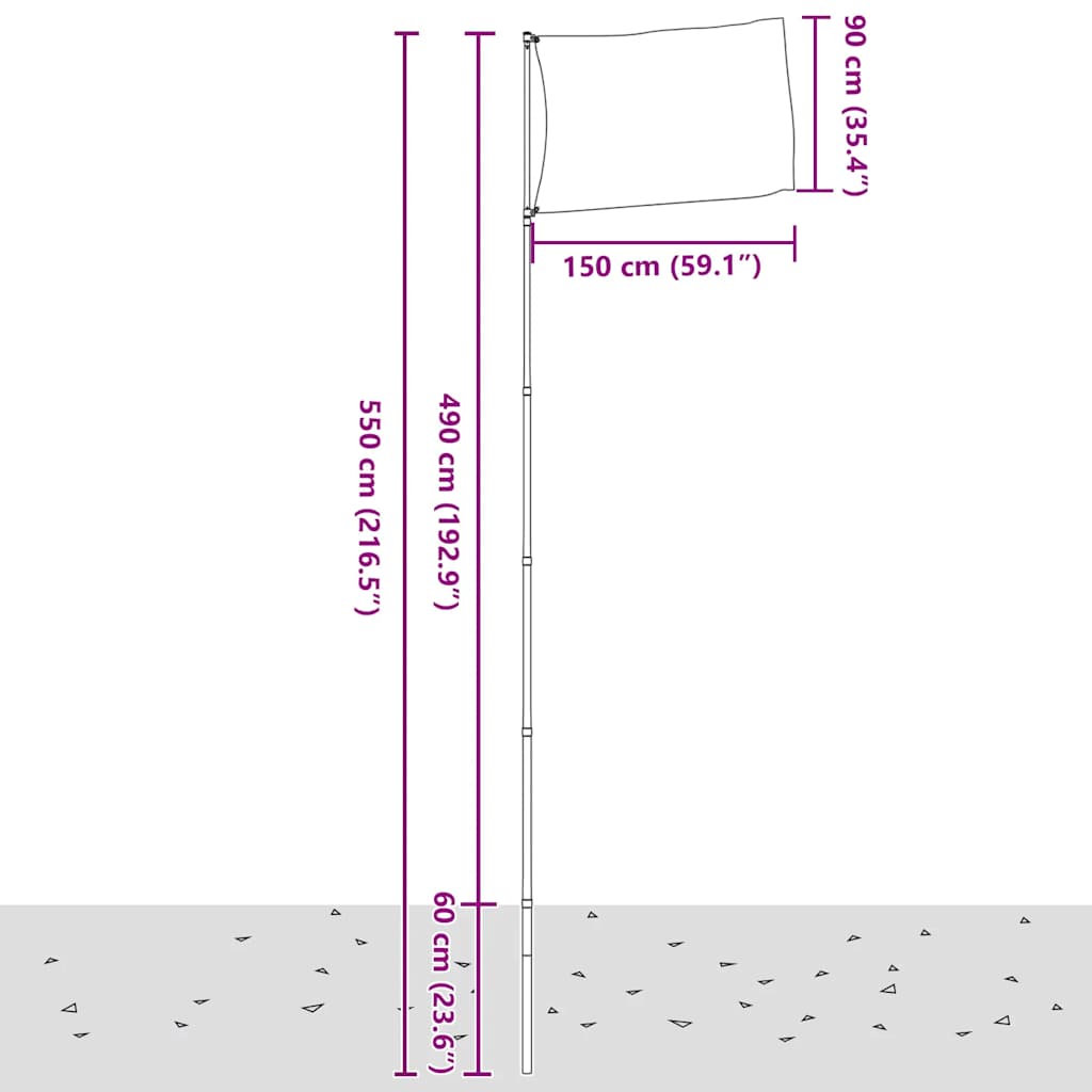 vidaXL Teleskopowy maszt flagowy, srebrny, 5,5 m, aluminium