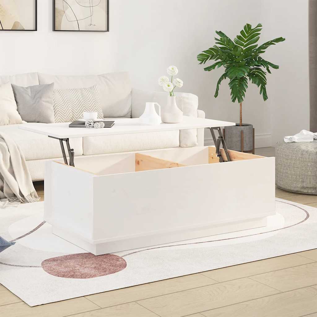 vidaXL Stolik kawowy, biały, 100x50x35 cm, lite drewno sosnowe