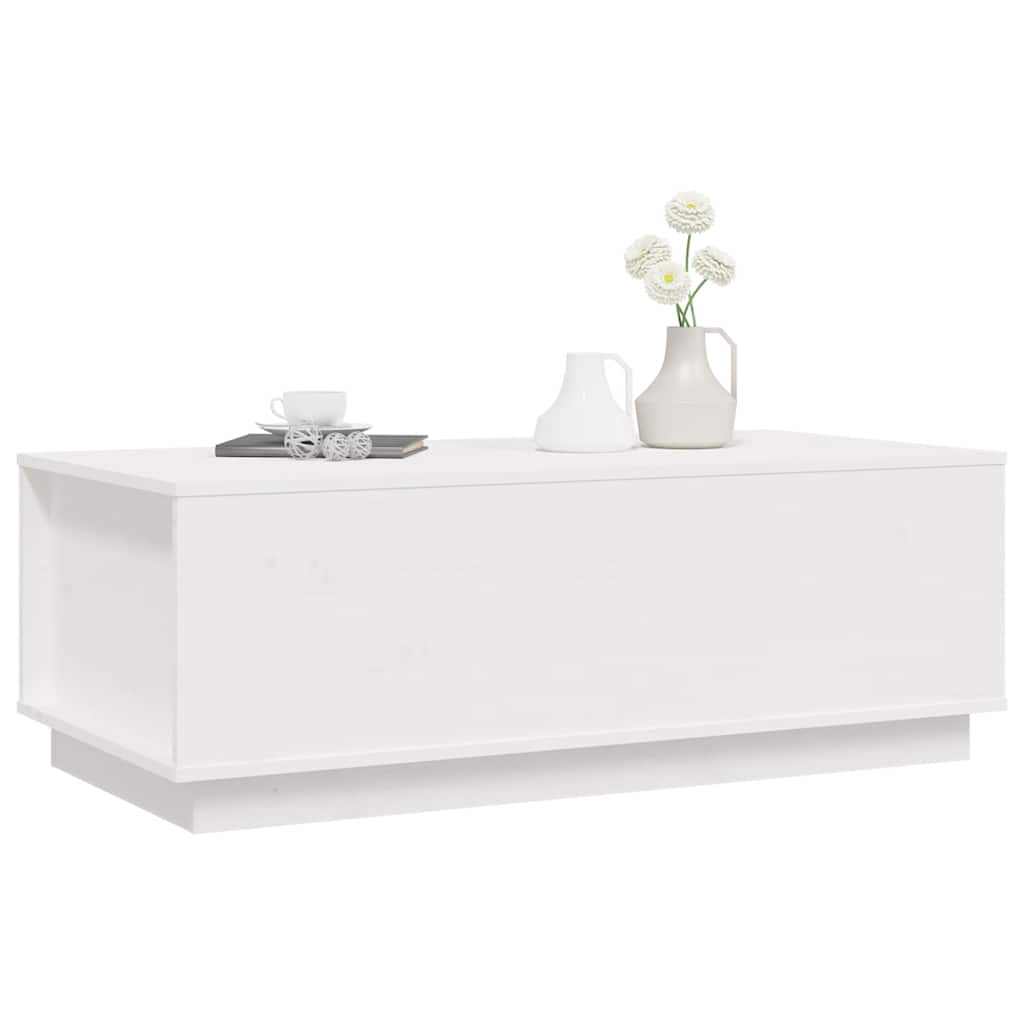 vidaXL Stolik kawowy, biały, 100x50x35 cm, lite drewno sosnowe