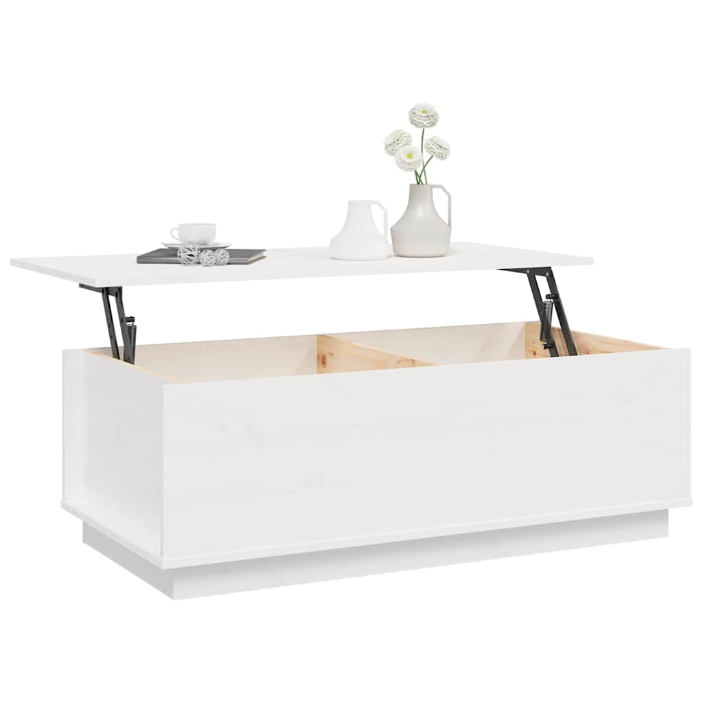 vidaXL Stolik kawowy, biały, 100x50x35 cm, lite drewno sosnowe