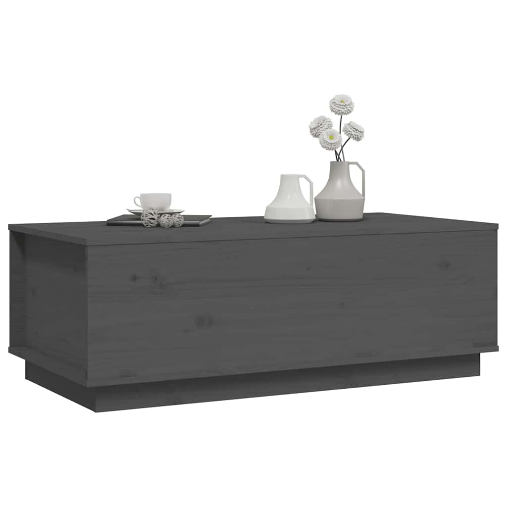 vidaXL Stolik kawowy, szary, 100x50x35 cm, lite drewno sosnowe