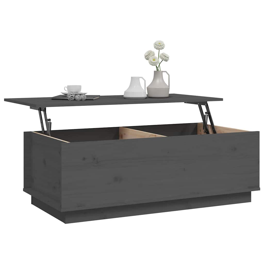 vidaXL Stolik kawowy, szary, 100x50x35 cm, lite drewno sosnowe