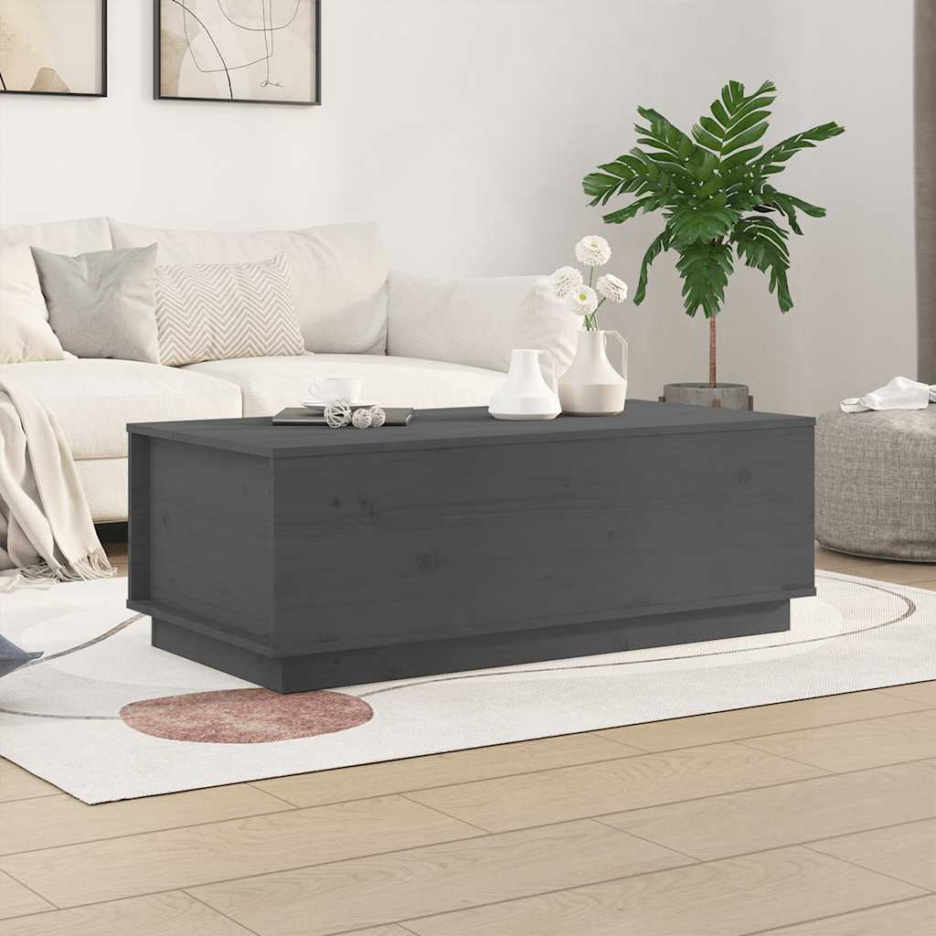 vidaXL Stolik kawowy, szary, 100x50x35 cm, lite drewno sosnowe