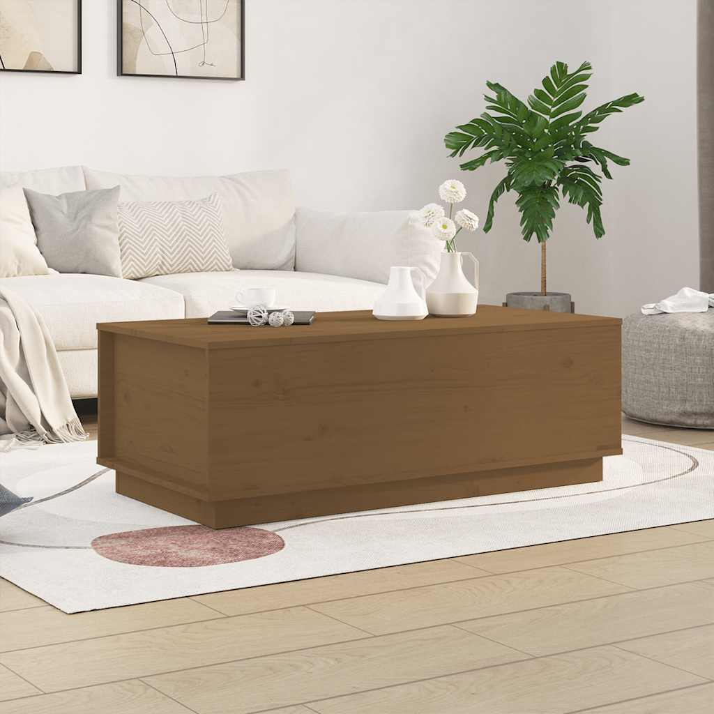 vidaXL Stolik kawowy, miodowy brąz, 100x50x35 cm, lite drewno sosnowe