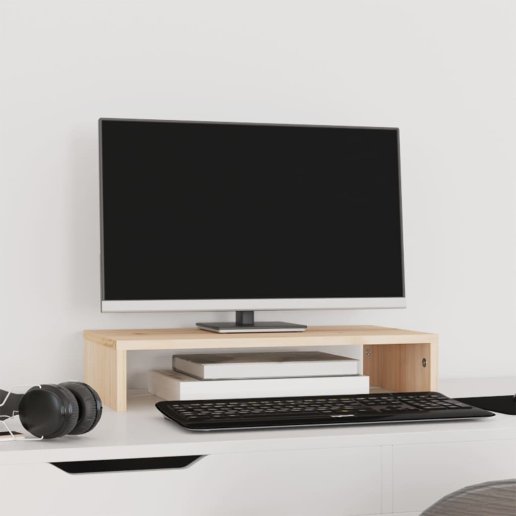 vidaXL Podstawka na monitor, 50x27x10 cm, lite drewno sosnowe