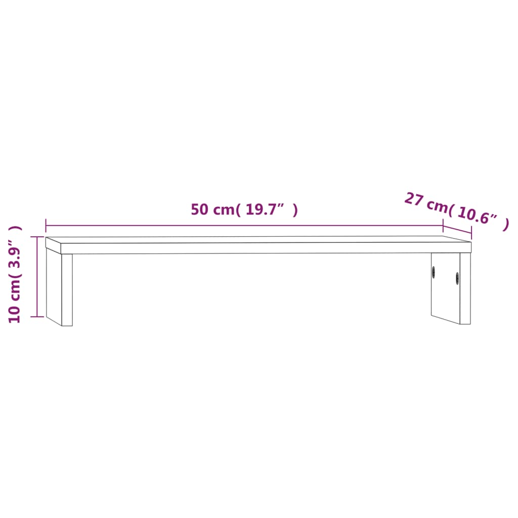 vidaXL Podstawka na monitor, 50x27x10 cm, lite drewno sosnowe