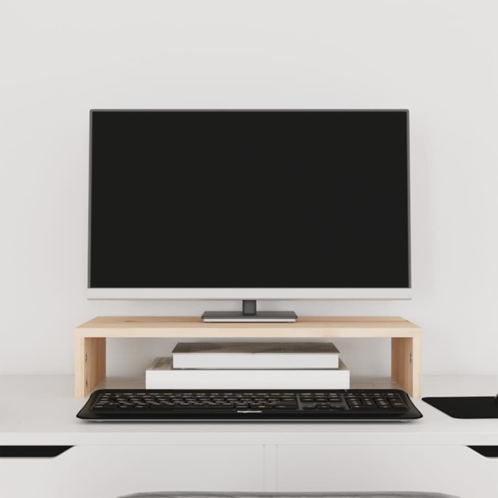 vidaXL Podstawka na monitor, 50x27x10 cm, lite drewno sosnowe
