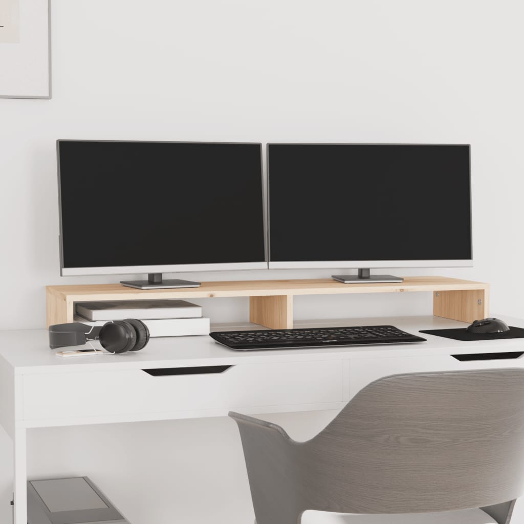 vidaXL Podstawka na monitor, 100x27x10 cm, lite drewno sosnowe