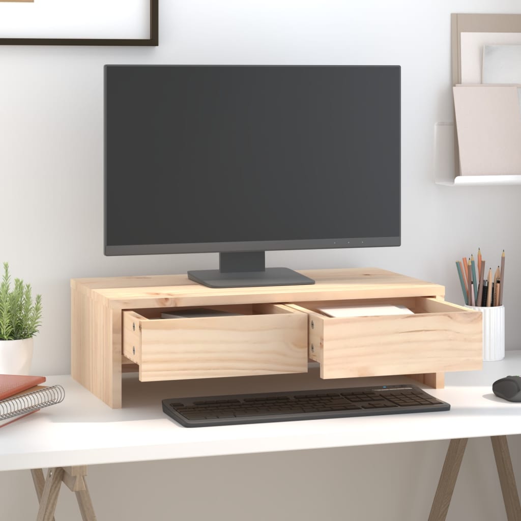vidaXL Podstawka na monitor, 50x27x15 cm, lite drewno sosnowe