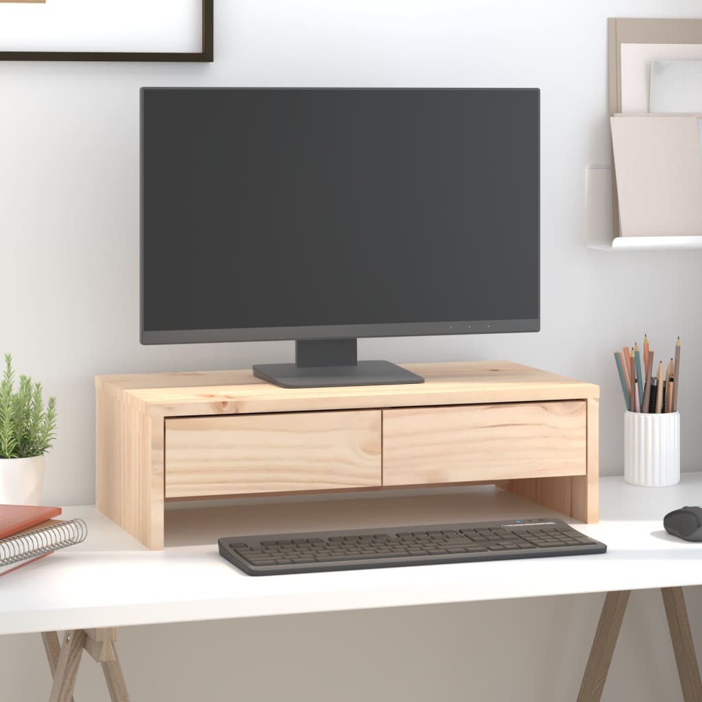 vidaXL Podstawka na monitor, 50x27x15 cm, lite drewno sosnowe