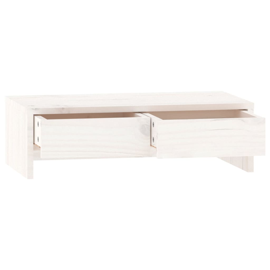 vidaXL Podstawka na monitor, biała, 50x27x15 cm, lite drewno sosnowe