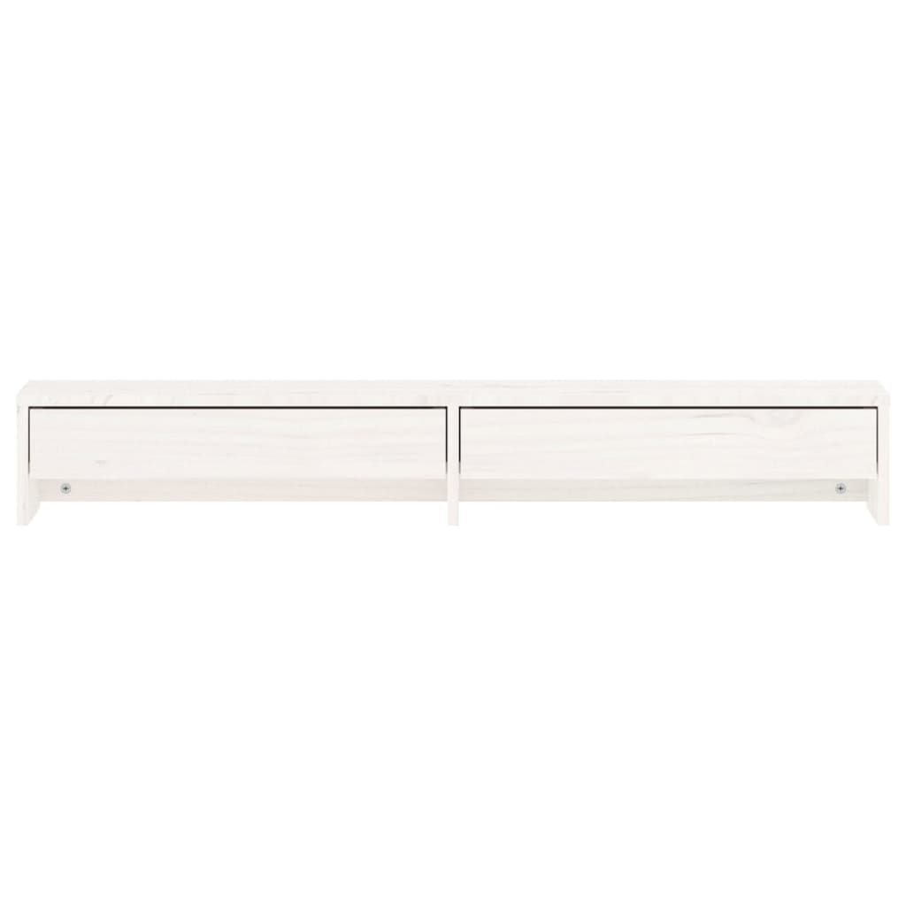 vidaXL Podstawka na monitor, biała, 100x27x15 cm, lite drewno sosnowe