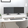 vidaXL Podstawka na monitor, biała, 100x27x15 cm, lite drewno sosnowe