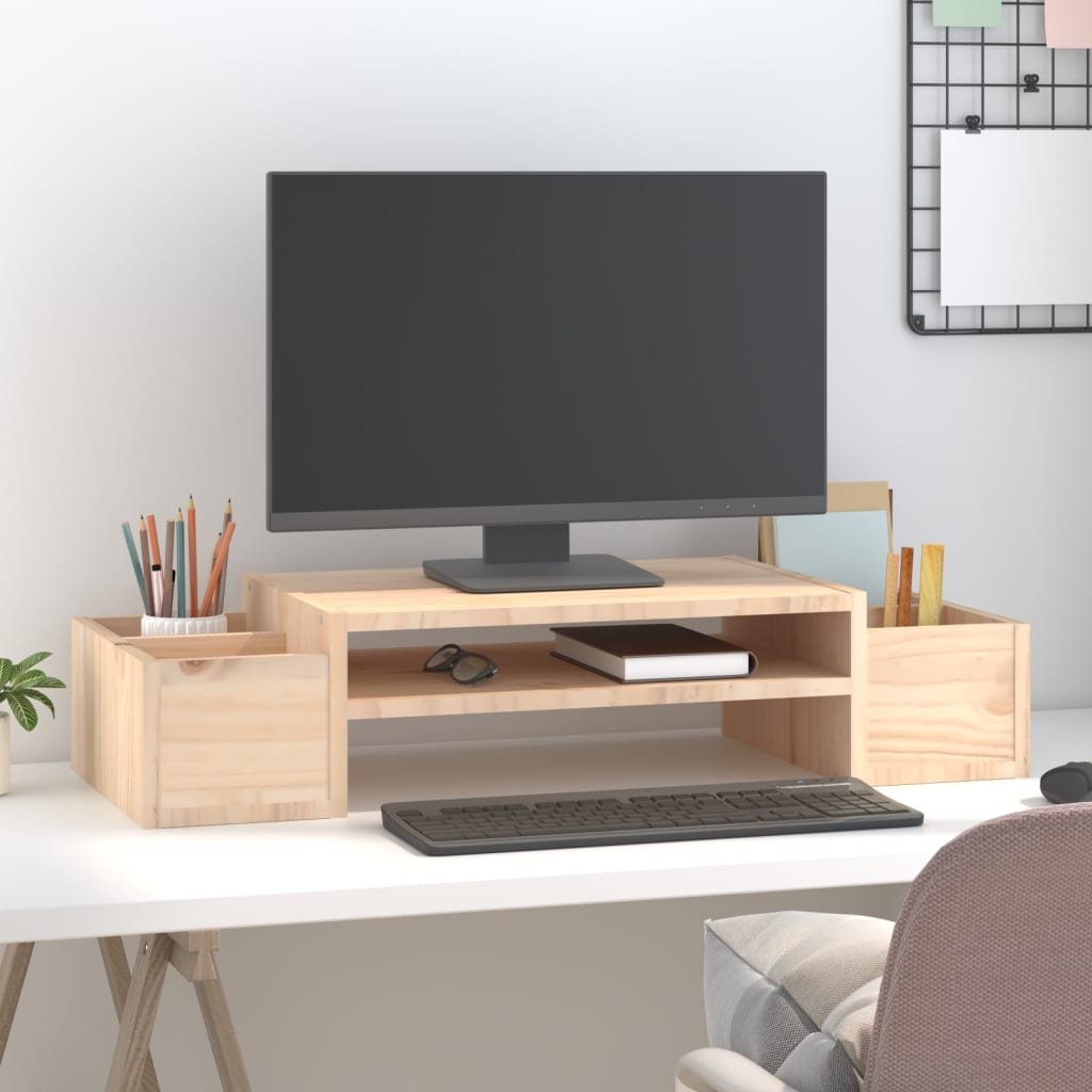 vidaXL Podstawka na monitor, 70x27,5x15 cm, lite drewno sosnowe