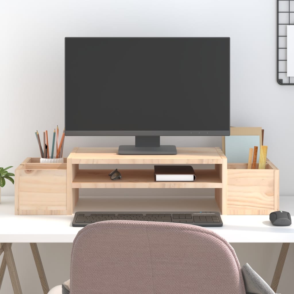 vidaXL Podstawka na monitor, 70x27,5x15 cm, lite drewno sosnowe