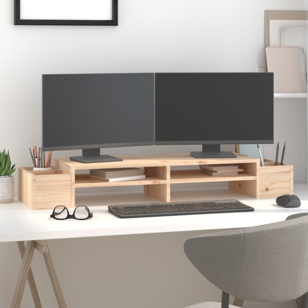 vidaXL Podstawka na monitor, 100x27,5x15 cm, lite drewno sosnowe
