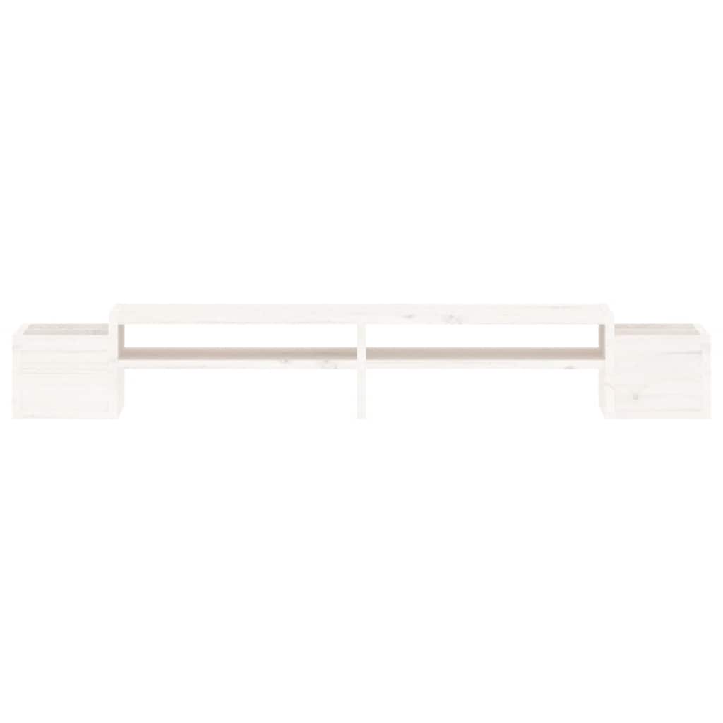 vidaXL Podstawka na monitor, biała, 100x27,5x15cm, lite drewno sosnowe