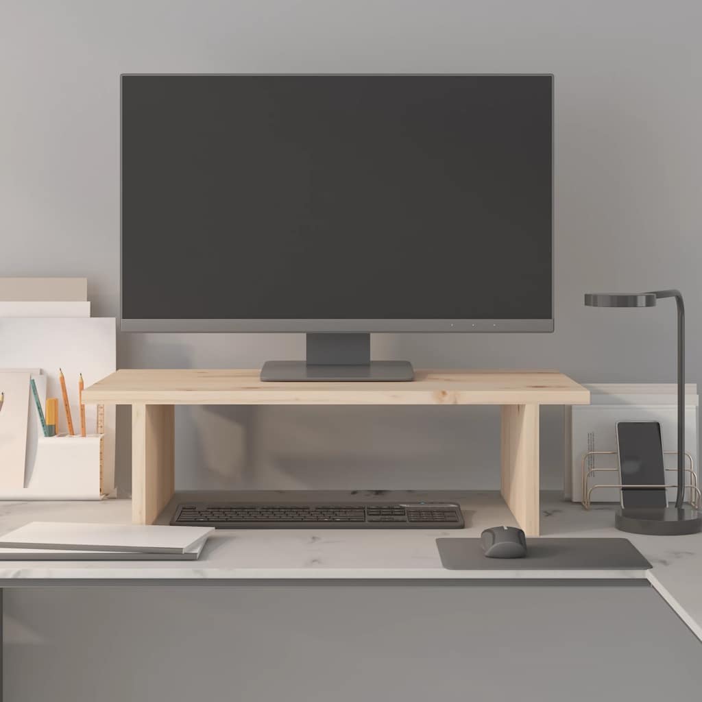 vidaXL Podstawka na monitor, 50x27x15 cm, lite drewno sosnowe