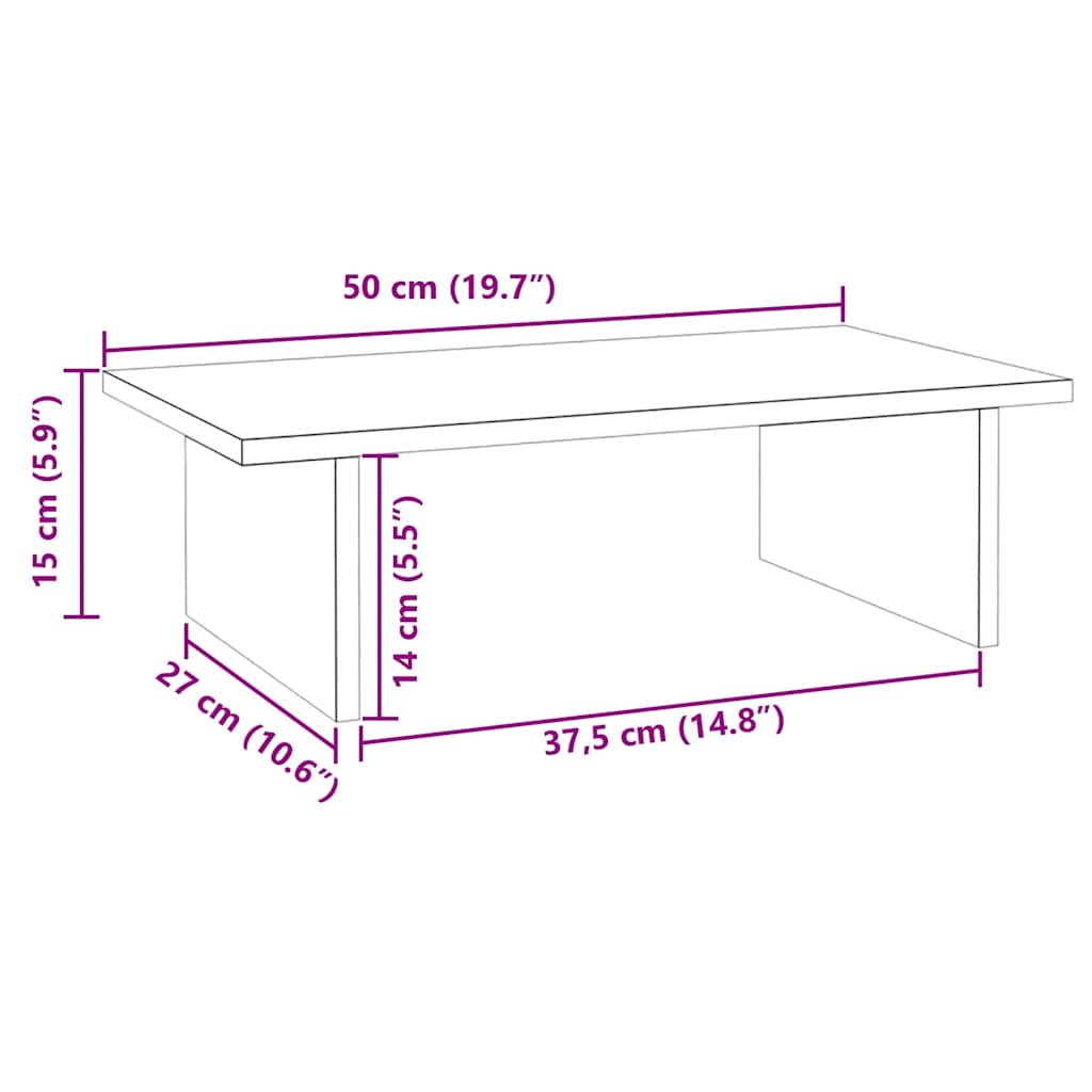vidaXL Podstawka na monitor, biała, 50x27x15 cm, lite drewno sosnowe