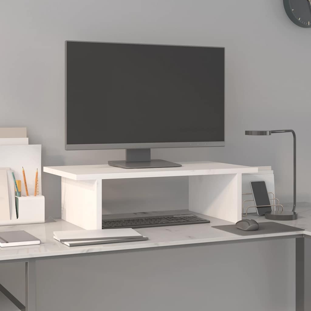 vidaXL Podstawka na monitor, biała, 50x27x15 cm, lite drewno sosnowe