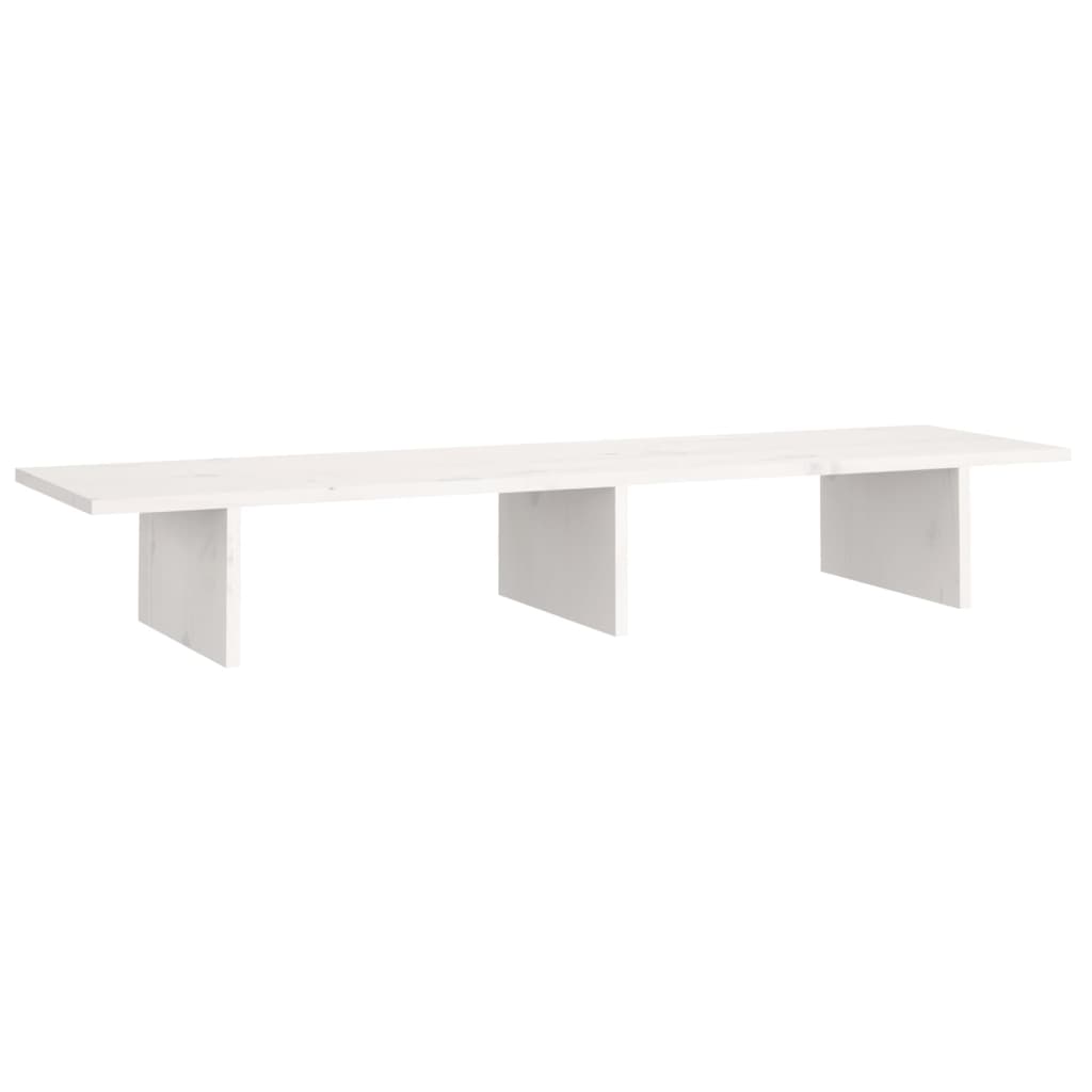 vidaXL Podstawka na monitor, biała, 100x27x15 cm, lite drewno sosnowe