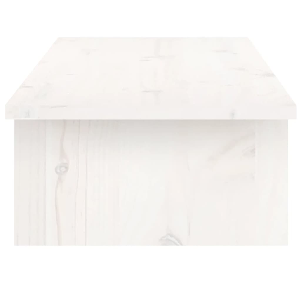 vidaXL Podstawka na monitor, biała, 100x27x15 cm, lite drewno sosnowe