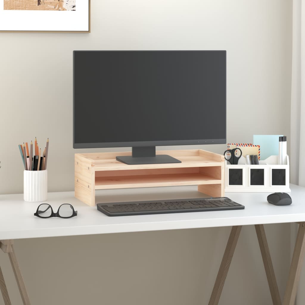 vidaXL Podstawka na monitor, 50x24x16 cm, lite drewno sosnowe