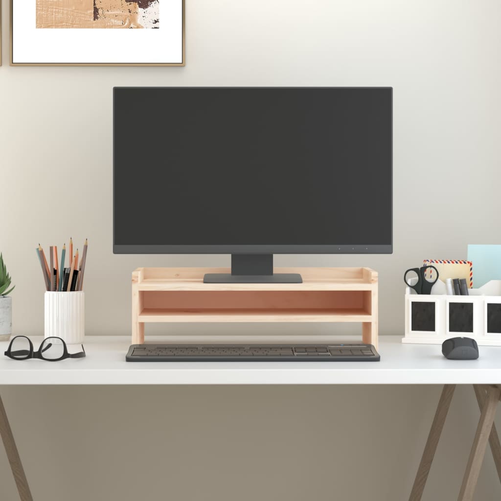 vidaXL Podstawka na monitor, 50x24x16 cm, lite drewno sosnowe
