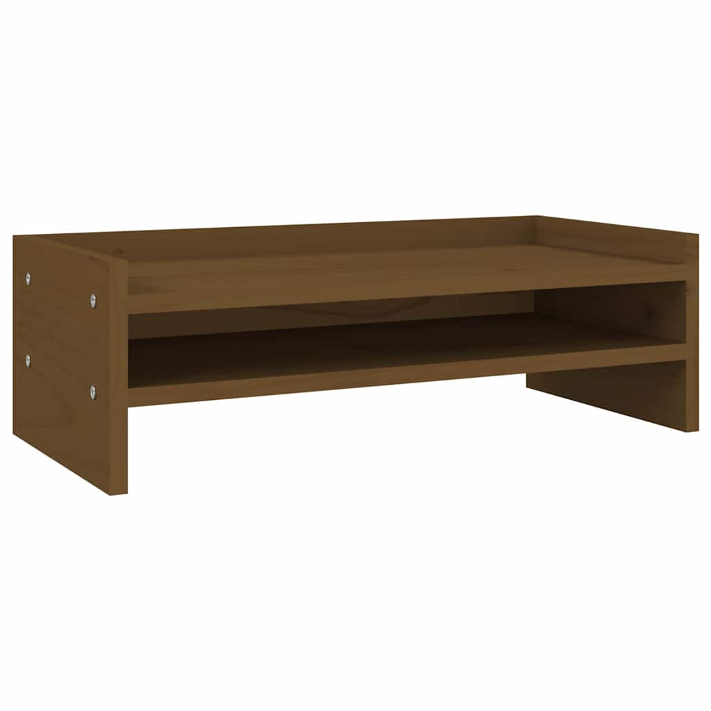 vidaXL Podstawka na monitor, miodowy brąz, 50x24x16 cm, lita sosna
