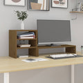 vidaXL Podstawka na monitor, miodowy brąz, 81x20x30 cm, lita sosna