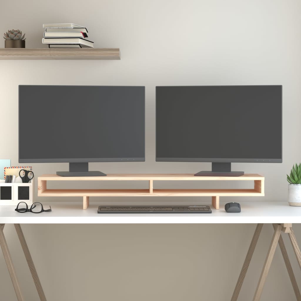 vidaXL Podstawka na monitor, 100x27x14 cm, lite drewno sosnowe
