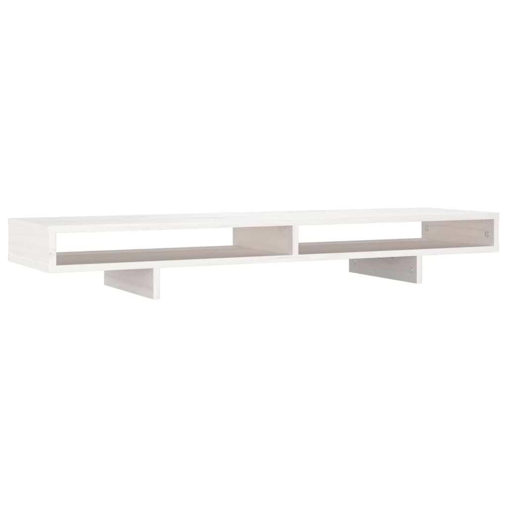 vidaXL Podstawka na monitor, biała, 100x27x14 cm, lite drewno sosnowe