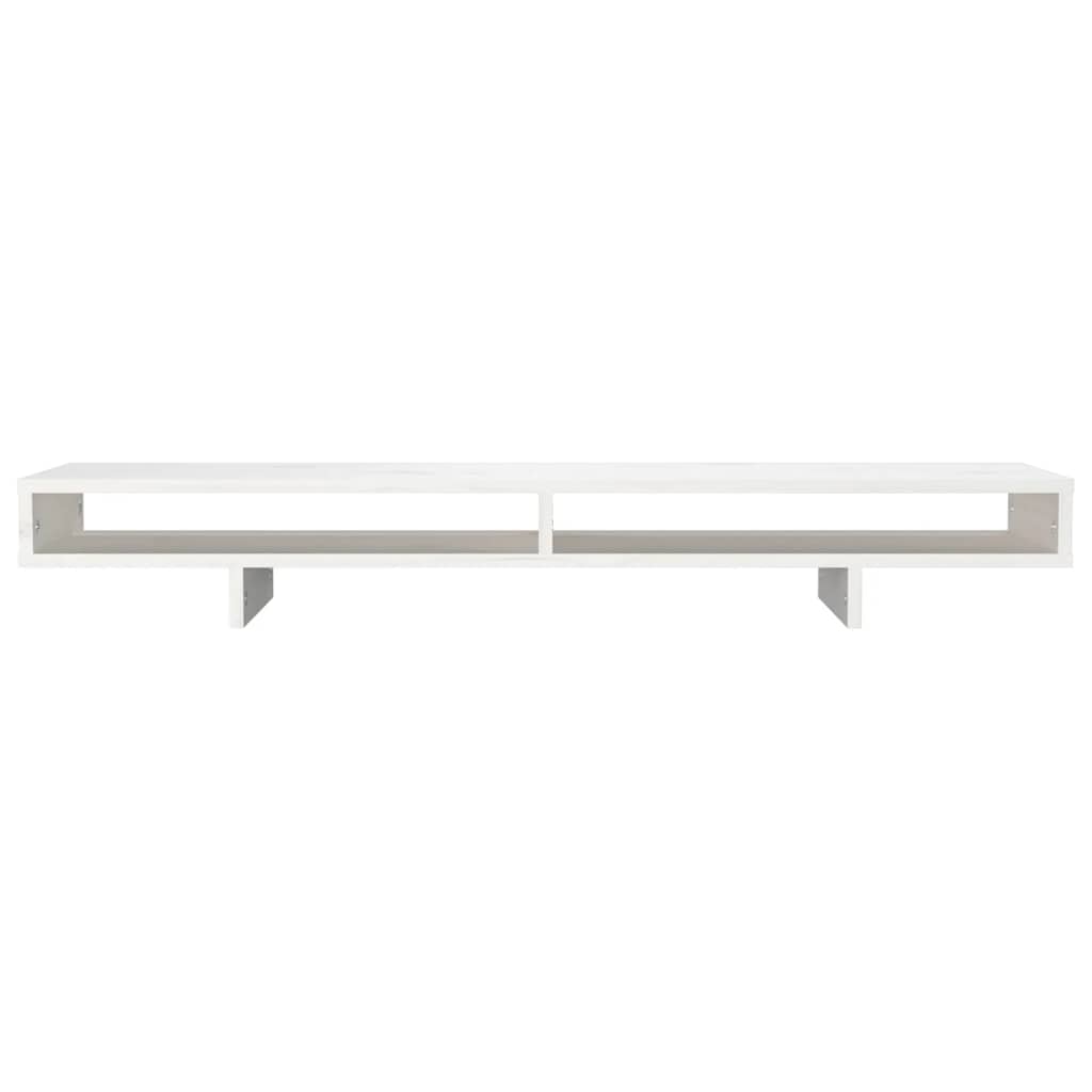 vidaXL Podstawka na monitor, biała, 100x27x14 cm, lite drewno sosnowe