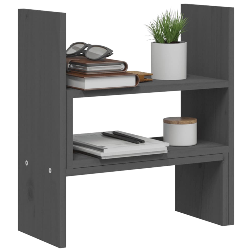 vidaXL Podstawka na monitor, szara, (39-72)x17x43 cm, drewno sosnowe