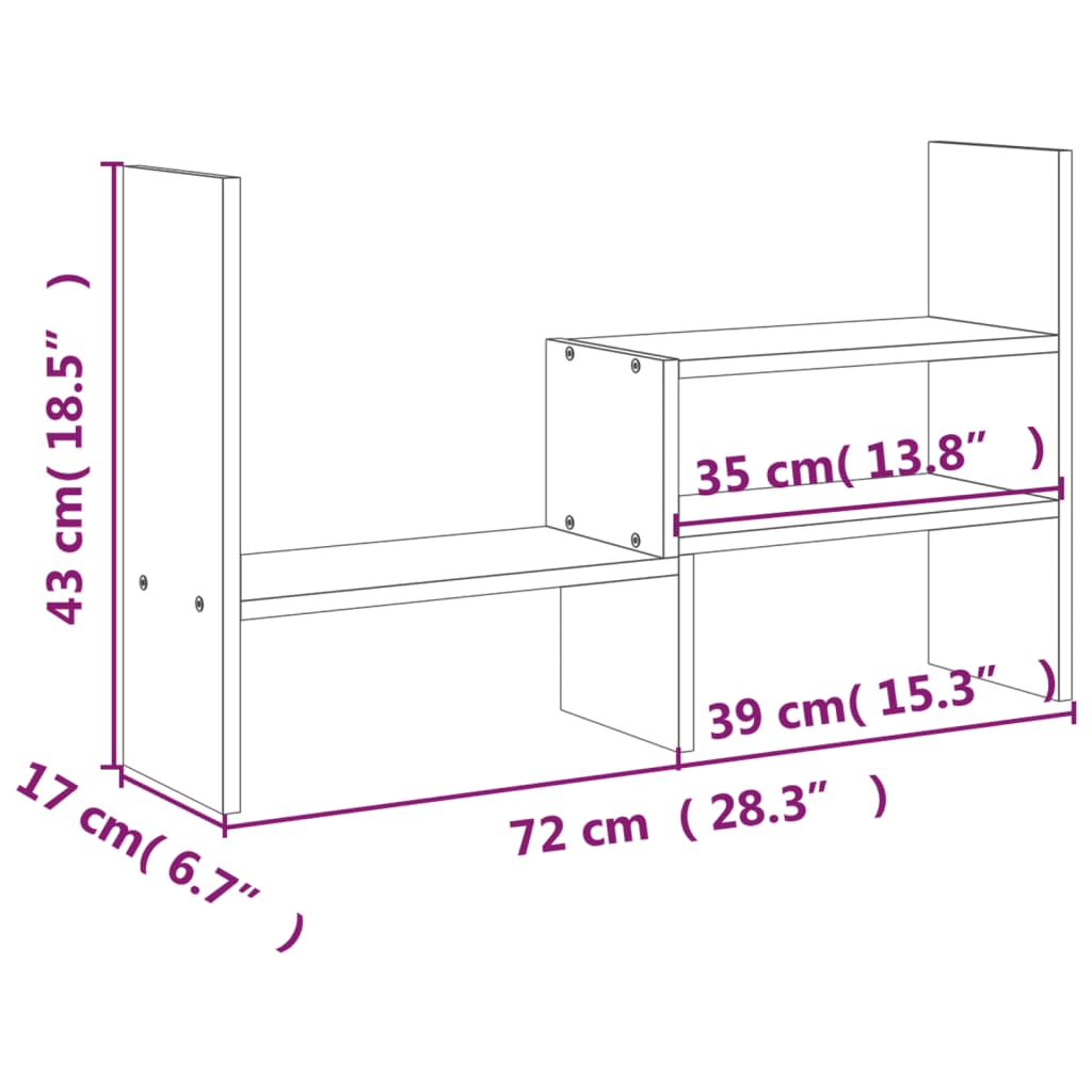 vidaXL Podstawka na monitor, szara, (39-72)x17x43 cm, drewno sosnowe