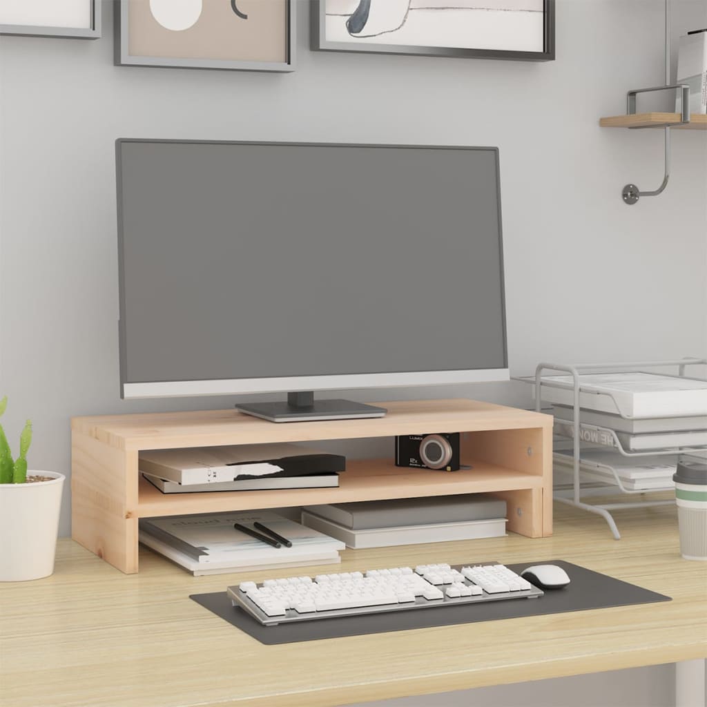 vidaXL Podstawka na monitor, (52-101)x22x14 cm, lite drewno sosnowe