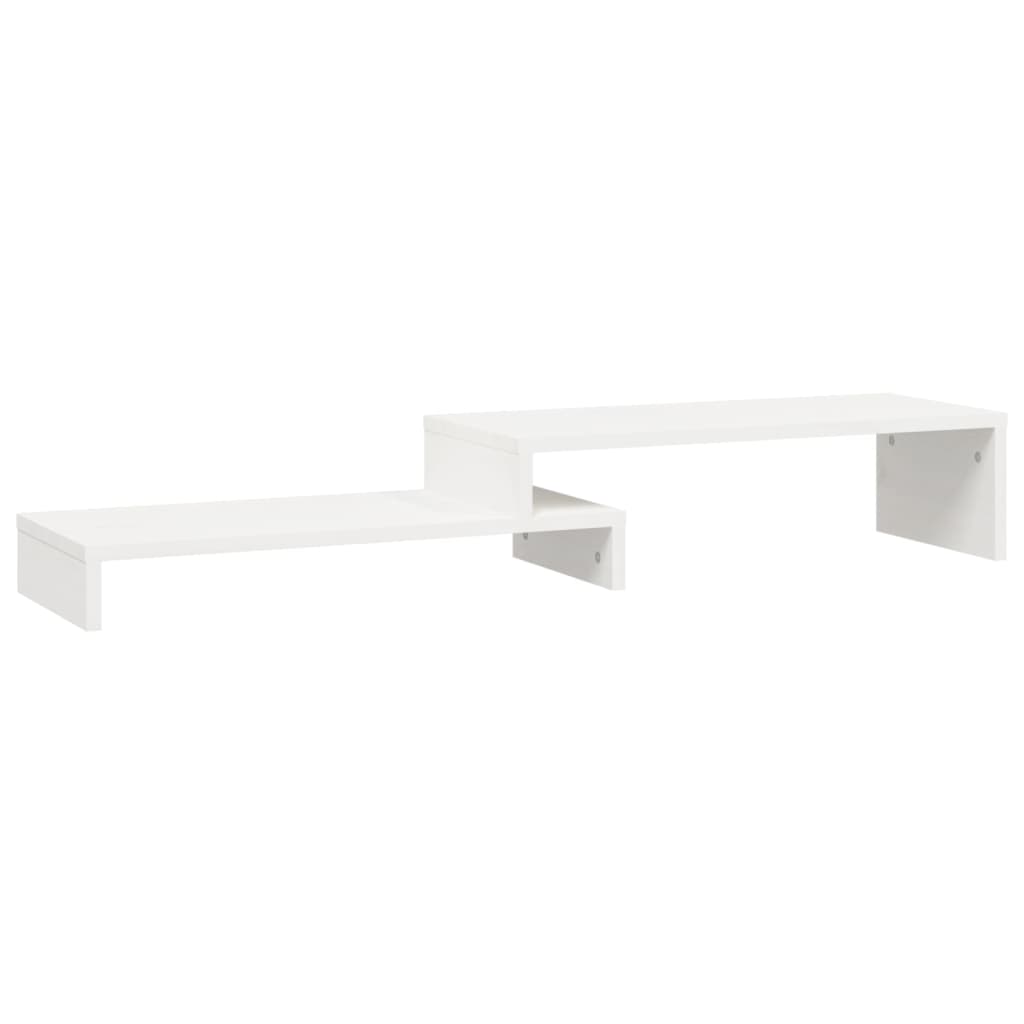 vidaXL Podstawka na monitor, biała, (52-101)x22x14 cm, drewno sosnowe