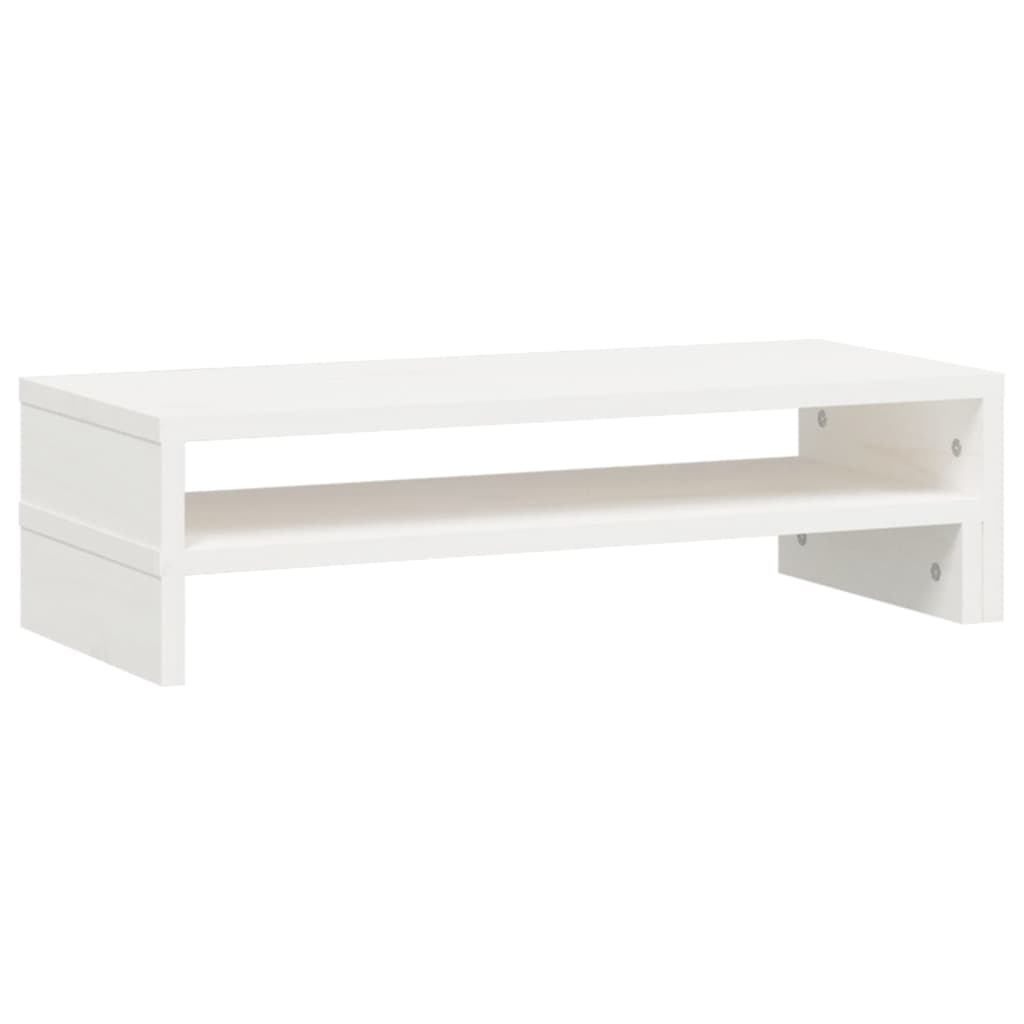 vidaXL Podstawka na monitor, biała, (52-101)x22x14 cm, drewno sosnowe